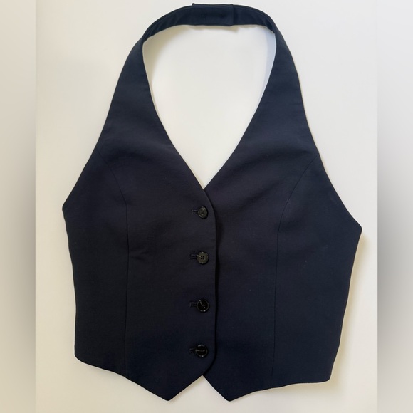 Aritzia Wilfred Vito Vest Crepette Halter Navy Size 2 – Tailored Suiting Top - Picture 3 of 7